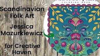 Scandinavian Folk Art - Jessica Mazurkiewicz for Creative Haven //Colouring Book Flip Through