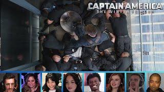 Reactors Reacting to CAPTAIN AMERICA IN AN ELEVATOR | Captain America The Winter Soldier (2014)