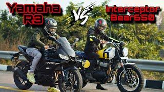 Royal Enfield  bear 650 vs yamaha r3 drag race / ye umeed nhi thi bear 650 se 