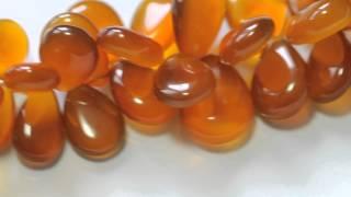 Amber Chalcedony Smooth Pear Briolettes, Size 14 - 17 mm