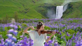 Iceland 4k  Scenic Relaxation Film with Heavenly Music  Violin, Cello & Piano