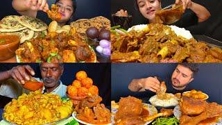 ASMR; EATING SPICY*MUTTON CURRY,EGG CURRY,MUTTON FAT CURRY,NAAN AND RICE EATING CHALLENGE MUKBANG 2X