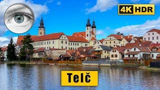 Scenic Telč town Walking Tour (UNESCO World Heritage)  Czech Republic 4k HDR ASMR