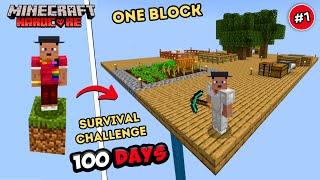 Minecraft 100 Days Survival Challenge in One Block | Minecraft Pocket Edition (Hindi) EP1