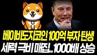 베이비도지코인, 세력 극비 매집.."1000배 상승", 100억 부자 탄생 할 겁니다