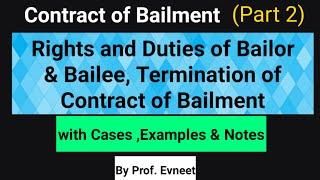 Rights and Duties of Bailor and Bailee | Termination of Contract of Bailment | Bailment Part 2