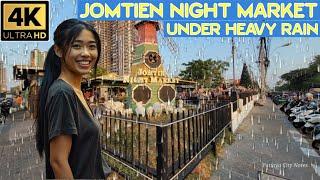 Heavy Rain at Jomtien Night Market How it seem   November 2024 Pattaya Thailand