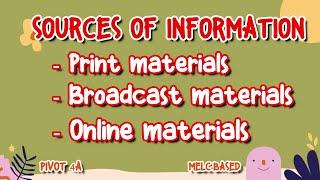 Sources of Information I Print Materials I Broadcast Materials I Online Materials with Teacher Calai