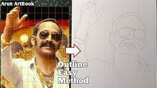 Aavesham Movie Fahadh Faasil Drawing Outline / Outline Tutorial Malayalam / Arun ArtBook