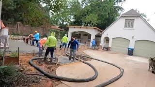 Pumping concrete to complete this outdoor project with Muddyfeet