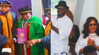 Proud Son! Femi Adebayo Cheers for His Father as He Receives a Doctorate Degree Award