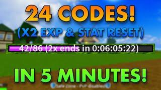 All 24 DOUBLE XP & STAT RESET CODES In 5 Minutes... (Blox Fruits)