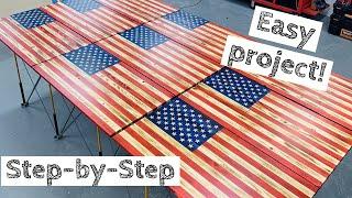 Most In-Depth Wood American Flag Build | Make Money Woodworking! | How to