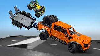 Ford F-150 Raptor and ATV VS Big Ramps – Lego Technic CRASH Test