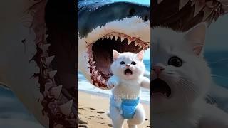 Kitten chased by sea monster #cat #cutecat #kitten