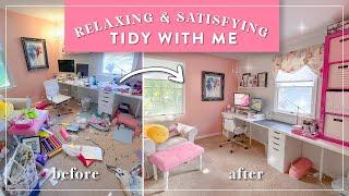 Relaxing Clean with Me | Home Office Cleaning | Satisfying Craft Supplies Organization