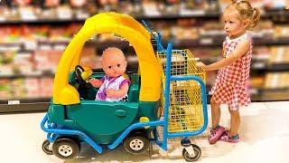 Nastya Pretend Play in Shopping with Baby Doll and Toys!