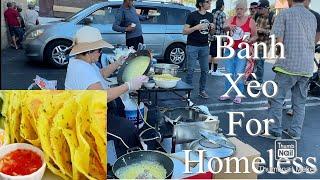 Making  Vietnamese Pancakes 'Bánh xèo ' For The Homeless people