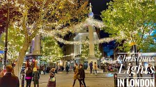 London Christmas Lights on | Christmas Walk 2021 | Seven Dials to Covent Garden - 4K HDR