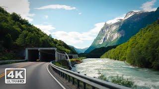 Scenic Drive in Norway's Realm of Waterfalls, from Gjøra to Sunndalsøra | 4K 60fps