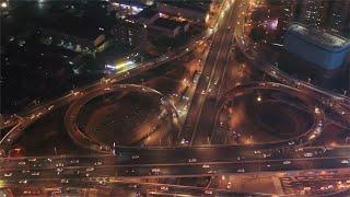 Aerial China:The Quanfu Overpass in Jinan, Shandong, criss-crossed in layers