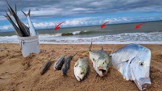 "MEU DEUS DO CÉU" BATEU EM TODAS AS VARAS DE UMA VEZ!!! O MAR DE PEIXES GIGANTES | Pesca de praia.