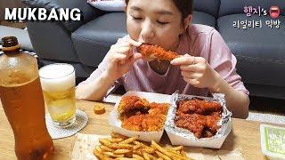 리얼먹방:) BBQ신메뉴 후라이드치킨 vs 양념치킨 (ft.생맥주)ㅣCrispy & Spicy chickenㅣREAL SOUNDㅣASMR MUKBANGㅣ