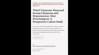 Third‐Trimester Maternal Serum Chemerin and Hypertension After Preeclampsia: A Prospe... | RTCL.TV