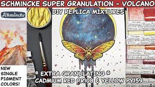 Schmincke Super Granulating VOLCANO Watercolor Set. RARE Yellow PY159 & Textural Cadmium Red PR108