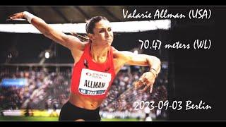 Valarie Allman (USA) discus 70.47 meters (WL) 2023-09-03 Berlin ISTAF Olympiastadion