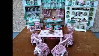 Miniature Dollhouse Kitchen 1/12 scale millefleurs cottage style collector items OOAK