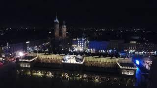 View of Krakow from a drone at night  Widok na Kraków z drona nocą