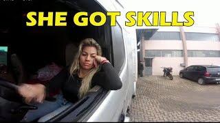 Amazing female truck driving