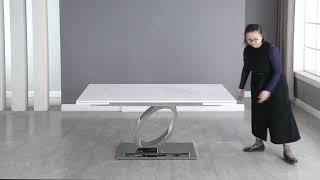 LANNA Modern Extendable Marble Dining Table w/ “O” Ring Base