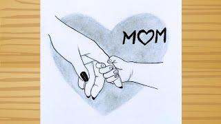 Mother's day drawing / Easy Drawing Tutorial Step By Step for beginners / Mother and daughter Art