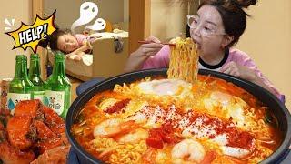 [Mukbang ASMR] Ssoyoung's Hangover Food  Spicy Soft Tofu Yeol Ramen ! Recipe Ssoyoung