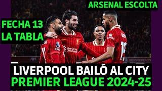 TABLA DE POSICIONES DE LA PREMIER LEAGUE 2024-25 FECHA 13 / LIVERPOOL LE DA UN BAILE AL CITY 2-0