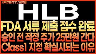 [HLB 주가전망]FDA 서류 제출 접수 완료!! 승인 전 적정 주가 25만원 간다!! Class1 지정 확실시되는 이유!! 최프로