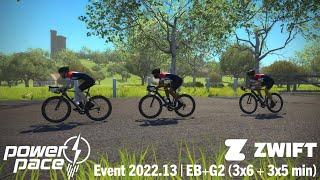 power & pace: Zwift-Ride 2022.13 (3 x 6 min EB + 3 x 5 min G2)