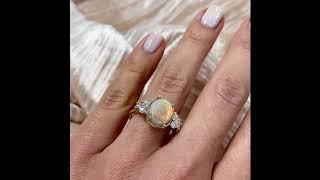 White Opal and Diamond Engagement Ring