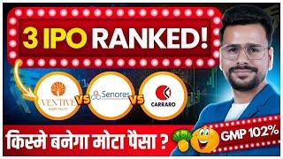 All 8 IPO GMP Today | Senores Pharma IPO Vs Ventive Hospitality IPO Vs Carraro India IPO Review