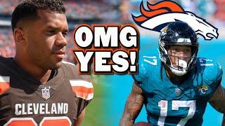 Russell Wilson Visits the Browns & Broncos Land Evan Engram