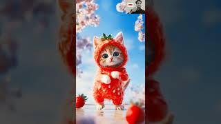  Cute White Cat red peel #cute  strawberry  Dudi dudi dum  dumCute kitten 222 #cat#shorts