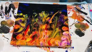 Carnival & FIReworks/ TROPICAL/ CHAins PULLS  Amazing~ pull through items in acrylic paint wow