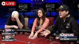 Phil Hellmuth, Matusow, 3COIN, Cerasani, Washburn ️Day 2️ Livestream High Stakes Poker Cash Game