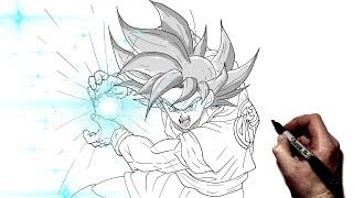 How To Draw Goku MUI Kamehameha | Step By Step | Dragon Ball