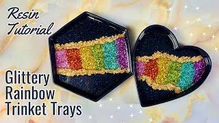 Glittery Rainbow Resin Trays Tutorial - Simple and Easy Epoxy Ideas