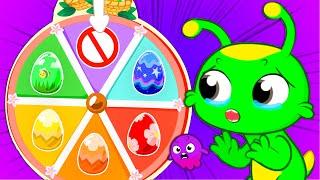 Groovy The Martian plays with a mystery wheel to get surprise eggs at Easter time