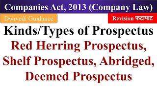 Types of Prospectus, Red Herring Prospectus, Shelf Prospectus, Abridged, Deemed Prospectus, bcom