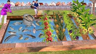 Build Aquarium Fish Farming Vegetables Growing Hindi Kahani Hindi Moral Stories Village Comedy Video